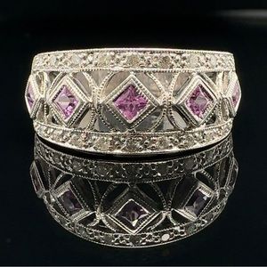 14k Pink Sapphire Diamond Ring